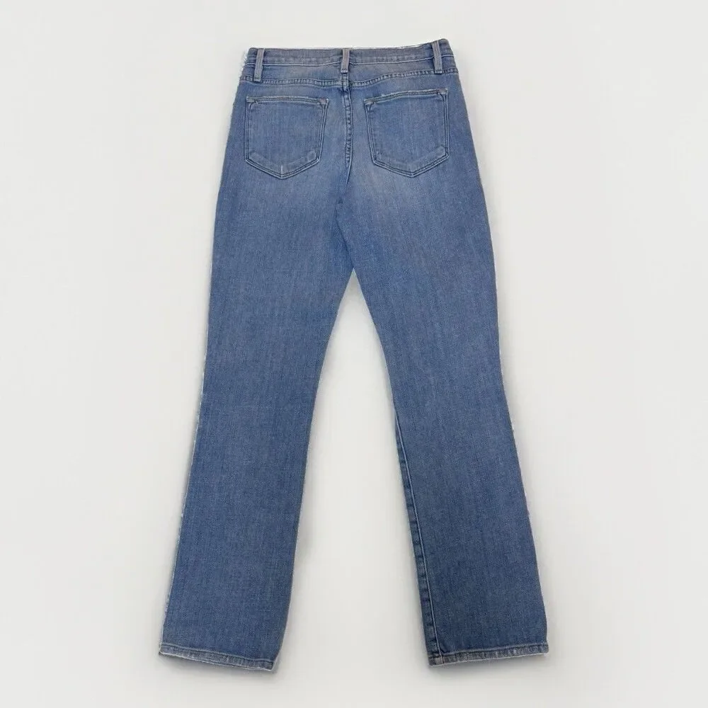 Frame Size 25 Le High Straight Jeans Blue Lightly Distressed Cropped Ankle